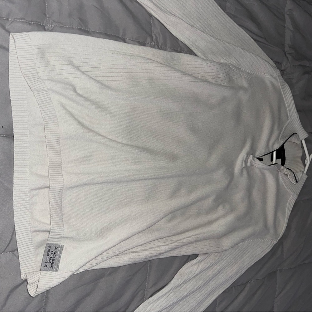 Men's grey/cream Calvin Klein quarter zip